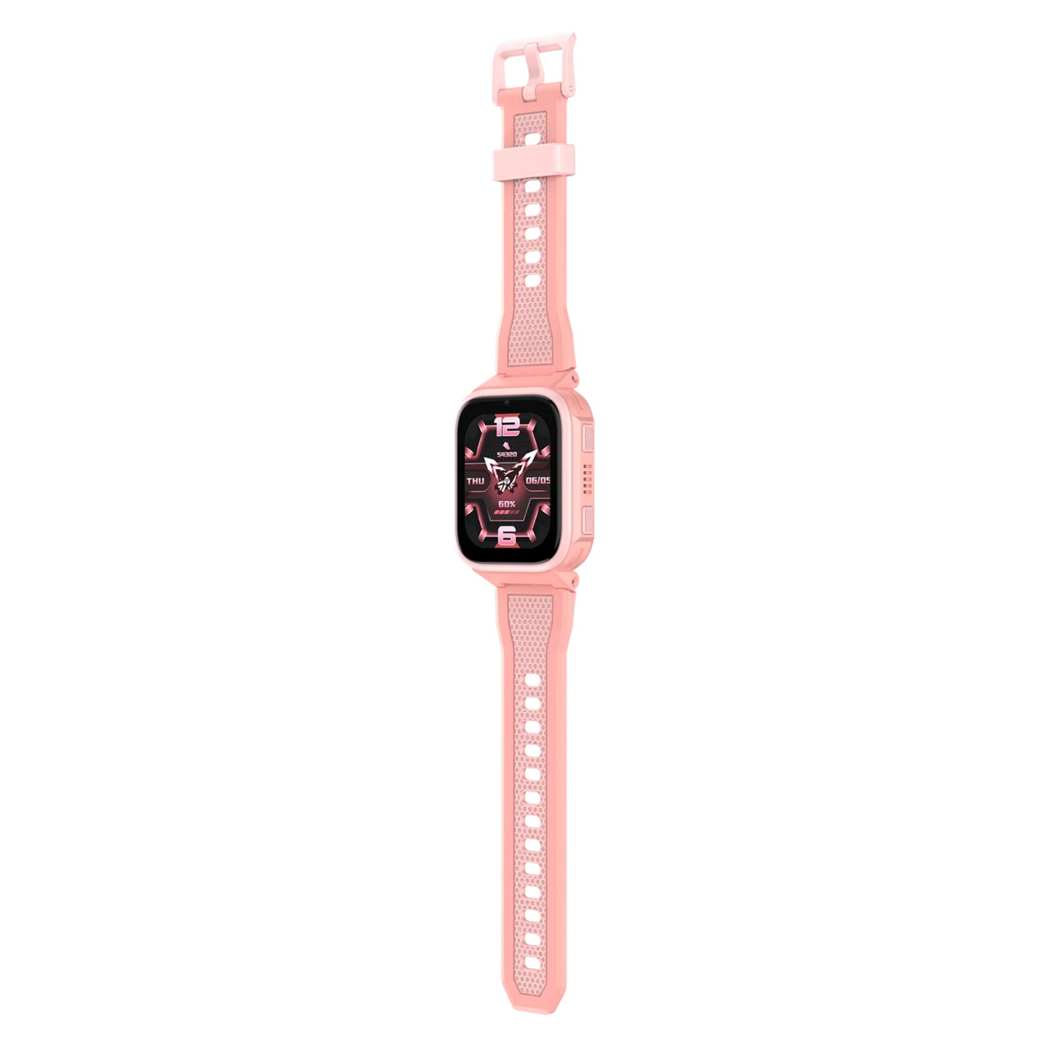 Lagenio K10 smartklokke for barn i rosa med telefon, GPS og AMOLED-skjerm.