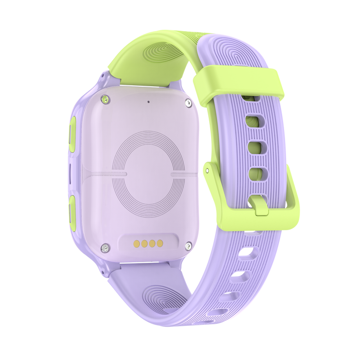 Smartklokke for barn – Lagenio K9 AI med lilla rem, telefon, 1,78" AMOLED-skjerm og GPS