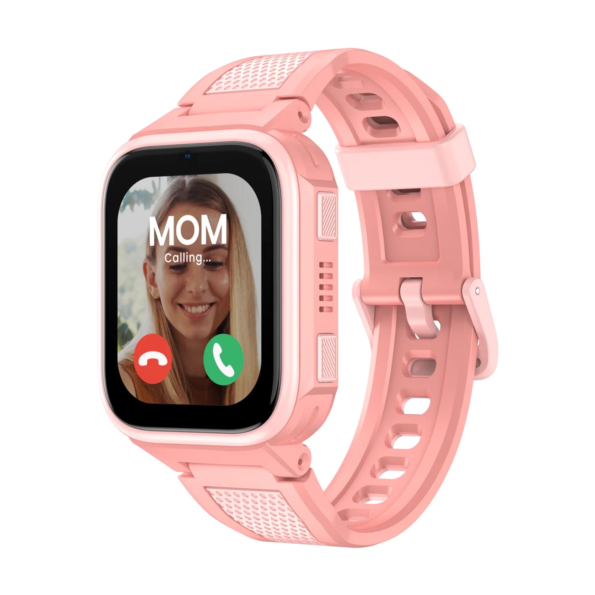 Lagenio K10 smartklokke for barn i rosa med telefon, GPS og AMOLED-skjerm.