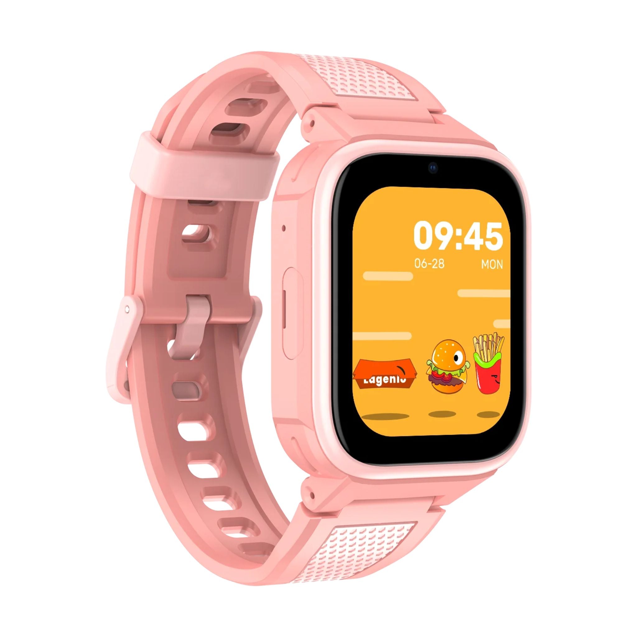 Lagenio K10 smartklokke for barn i rosa med telefon, GPS og AMOLED-skjerm.