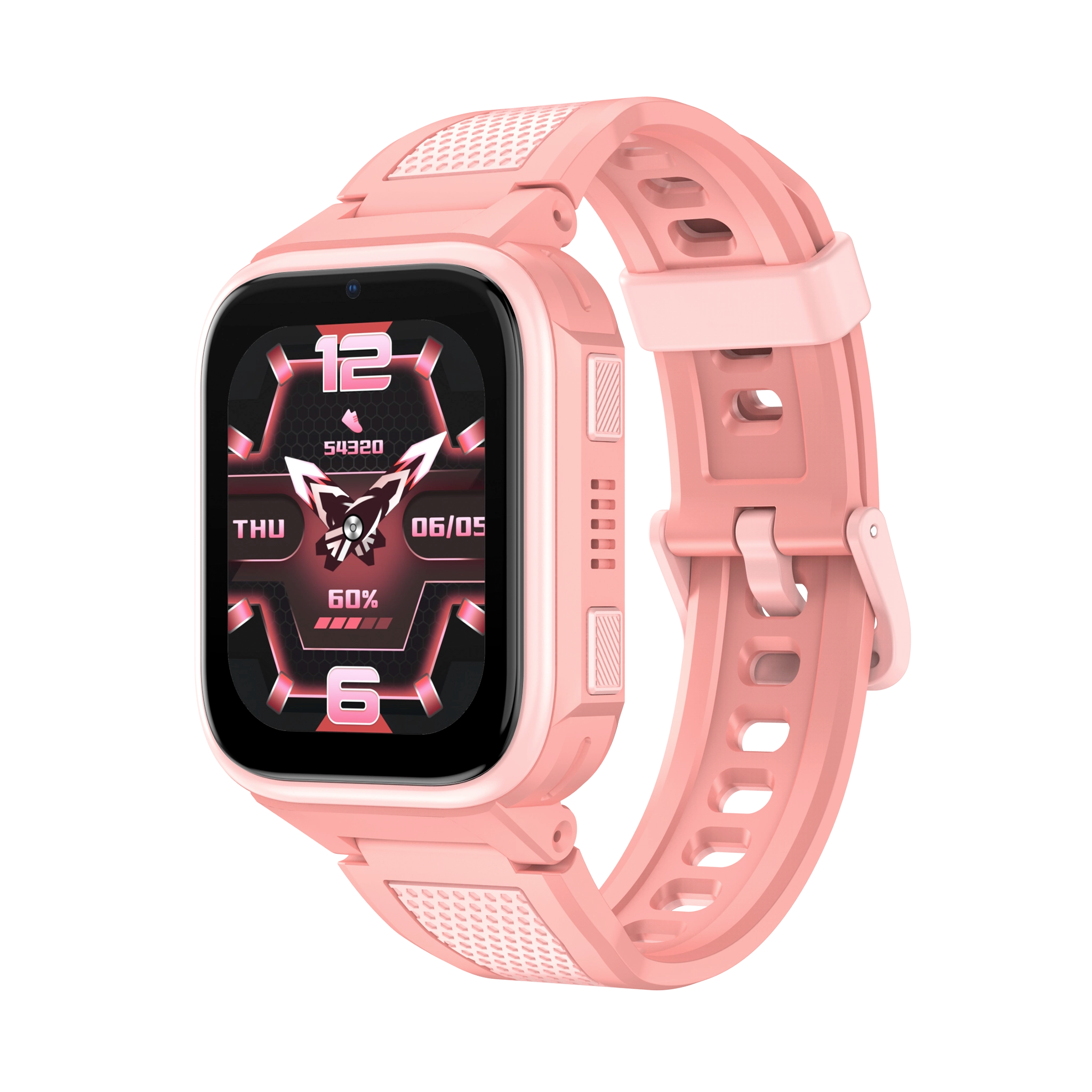 Lagenio K10 smartklokke for barn i rosa med telefon, GPS og AMOLED-skjerm.