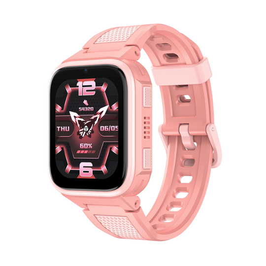 Lagenio K10 smartklokke for barn i rosa med telefon, GPS og AMOLED-skjerm.